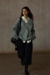 Spray-Painted V-Neck Pullover