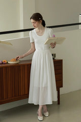 French Vintage U-Neck Slim Dress