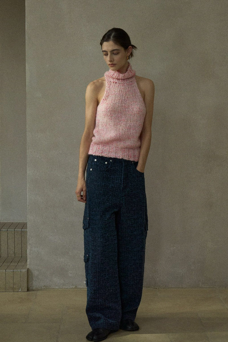 Spotted Turtleneck Knit Vest