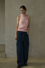 Spotted Turtleneck Knit Vest