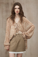 Ruffled Neck Strappy Shirt