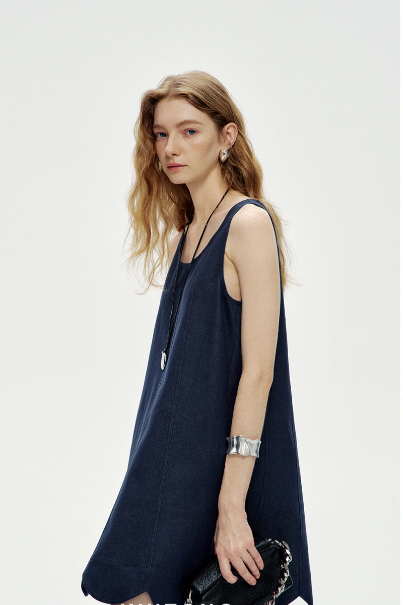 Petal Hem Sleeveless Vest Dress