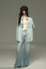 Panelled Lace Straight-Leg Jeans