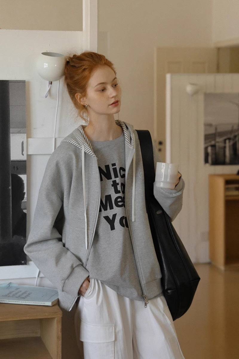 Check Patchwork Hooded Sweatshirt Jacket