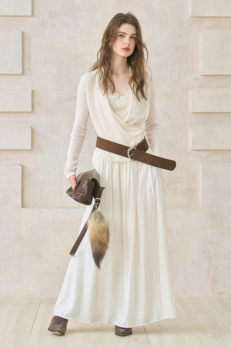 Pleated High-Waist Midi Skirt