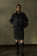 Stand-Collar Cinched-Waist Padded Vest