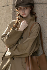 Lace-Up Loose Trench Coat Jacket