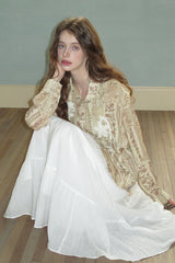 Tiered Pleated Sheer Maxi Skirt