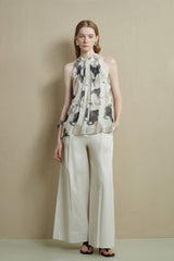 Twisted Pleated Halterneck Vest