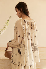 French Botanical Print Loose Shirt