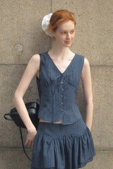 Bow Tie V-Neck Sleeveless Top