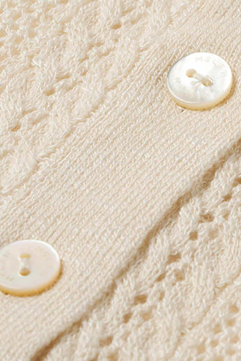Cut-Out Texture Polo Neck Short Sleeve Smock T-Shirt
