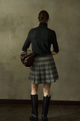 Pleated Retro Plaid Skirt