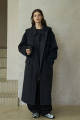 Hooded Lapel Loose Long Coat