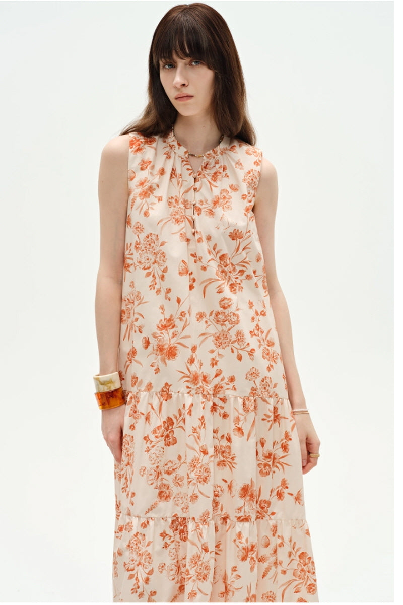 Small Stand Collar Sleeveless Loose Fit Dress