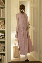 Pleated Sleeveless Flare Dress