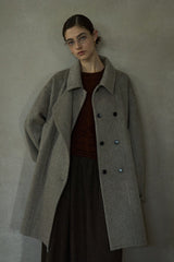 Double Placket Stand-Up Collar Woolen Jacket