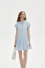 Round Neck Puff Sleeve Loose Dress