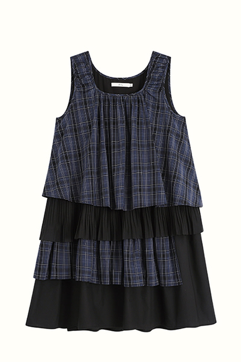 Square Neck Patchwork A-Line Dress