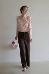 Lace-Up V-Neck Two-Piece Knit Top