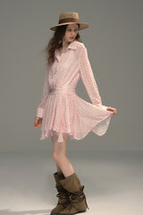 Pleated Check Flare Shirt Dress