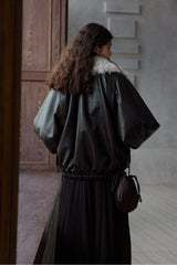 Detachable Fur Collar Bomber Jacket