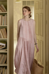 Pleated Sleeveless Flare Dress