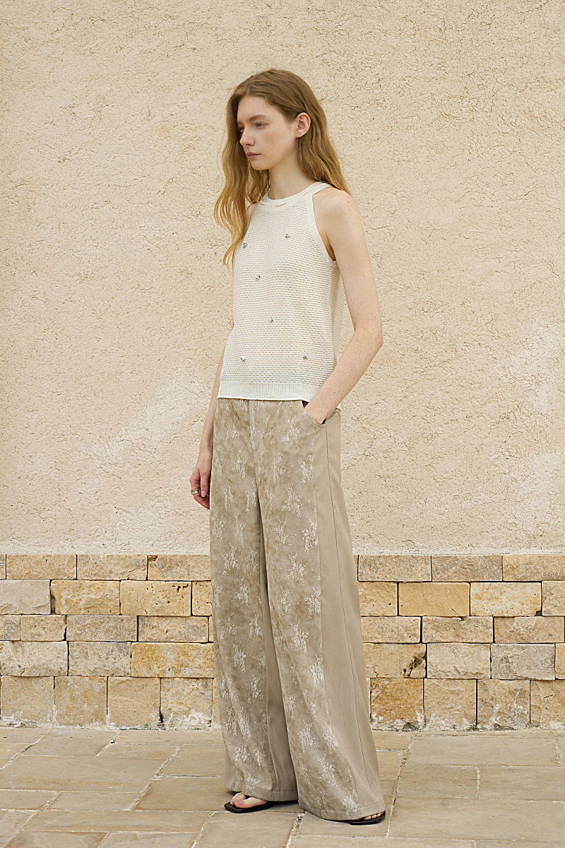 Cut-Out Panelled Straight-Leg Trousers