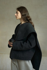 Scarf Collar Reversible Tweed Jacket