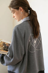 Vintage Contrast Embroidery Loose Cropped Jacket