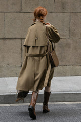 Lace-Up Loose Trench Coat Jacket