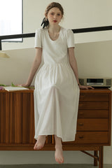 French Vintage U-Neck Slim Dress