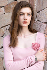 Square-Neck Slim Knit Top