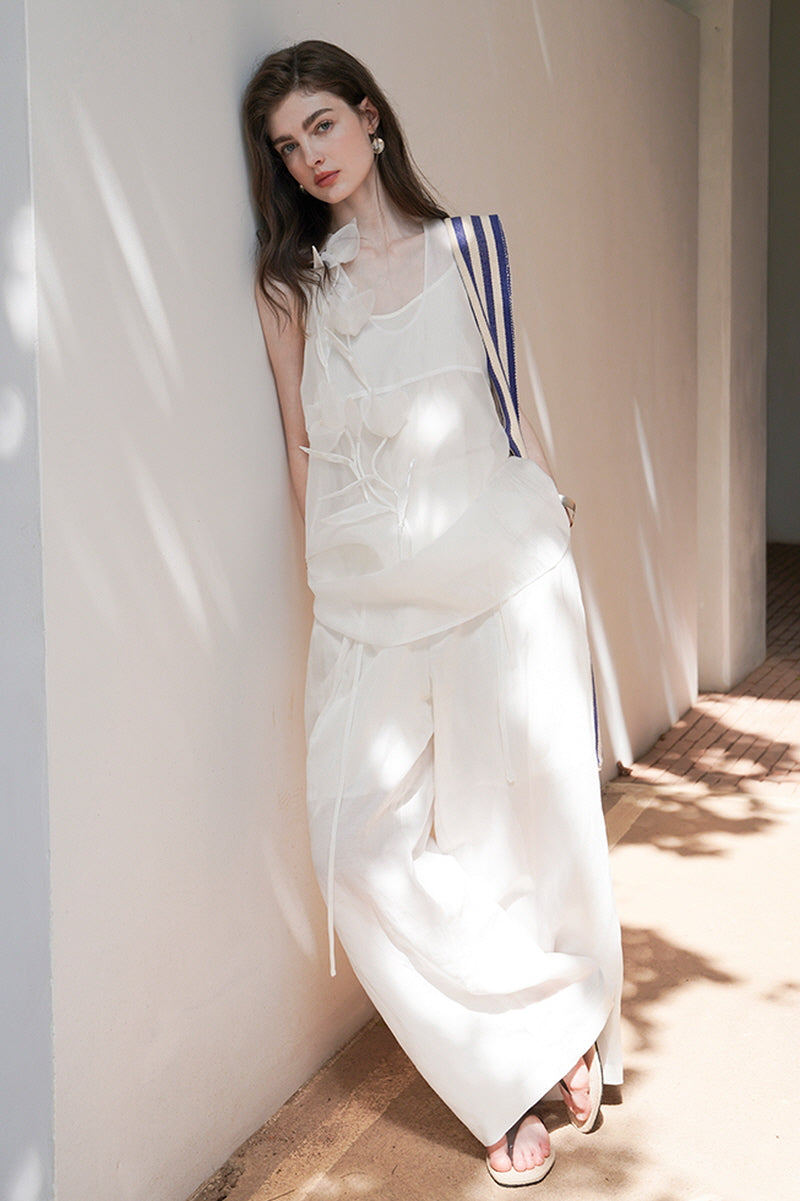 Pleated Wide-Leg Trousers