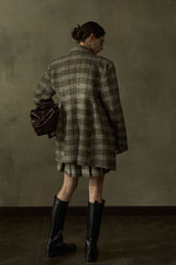 Pleated Retro Plaid Skirt