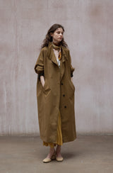 Bat Sleeve Stand-Up Collar Loose Long Trench Coat