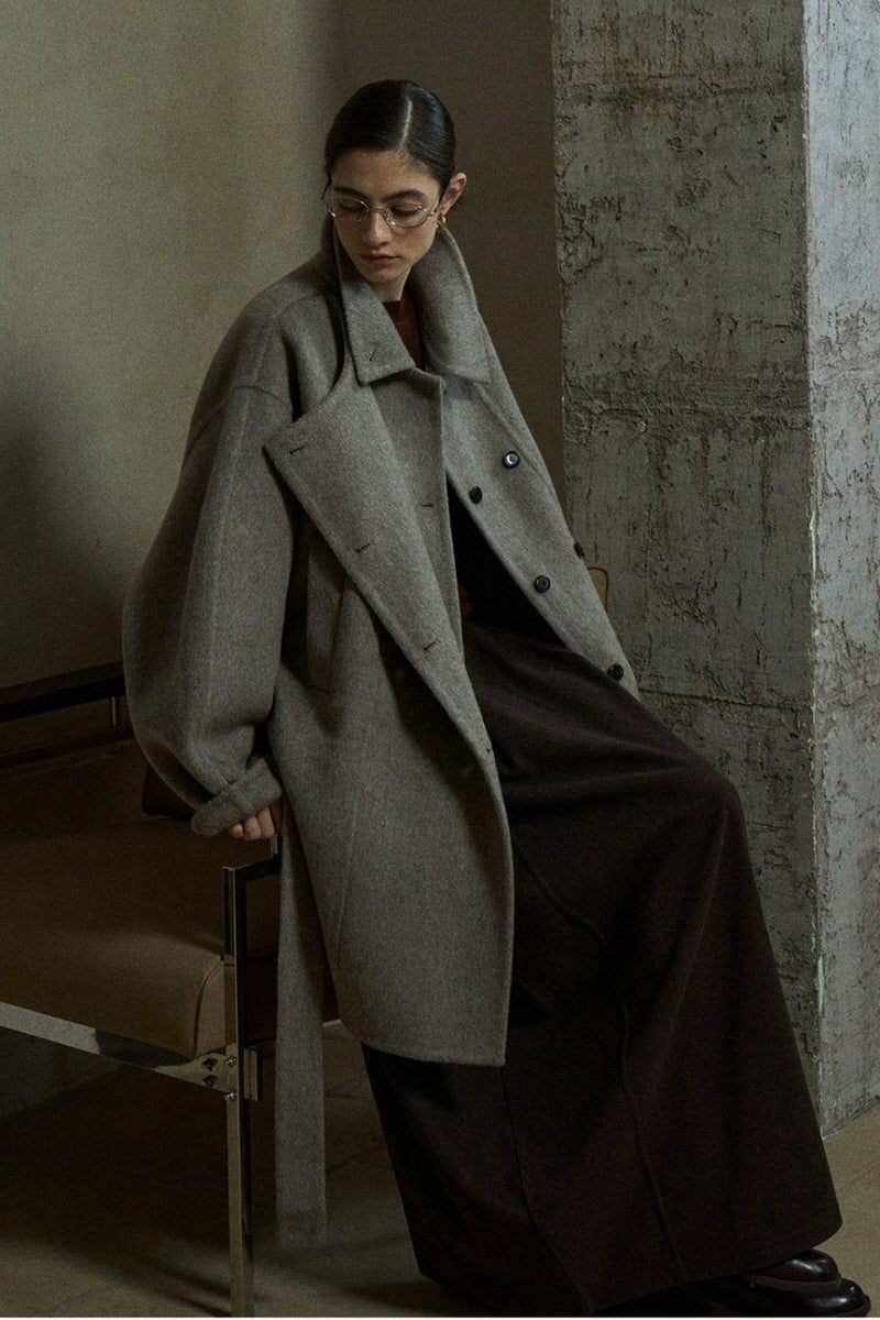 Double Placket Stand-Up Collar Woolen Jacket