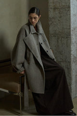 Double Placket Stand-Up Collar Woolen Jacket