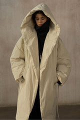 Hooded Wrap Long Puffer Coat