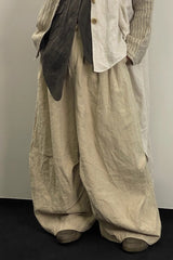 Side-Pleated Loose Wide-Leg Pants
