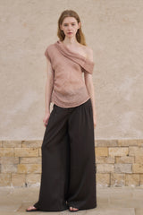 Asymmetrical Pinched-Pleat Lapel Vest