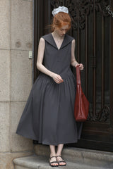 Big Lapel Sleeveless Dress