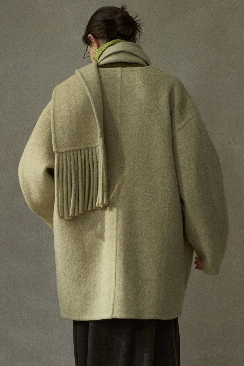 Reversible Tassel-Scarf Duffle Jacket
