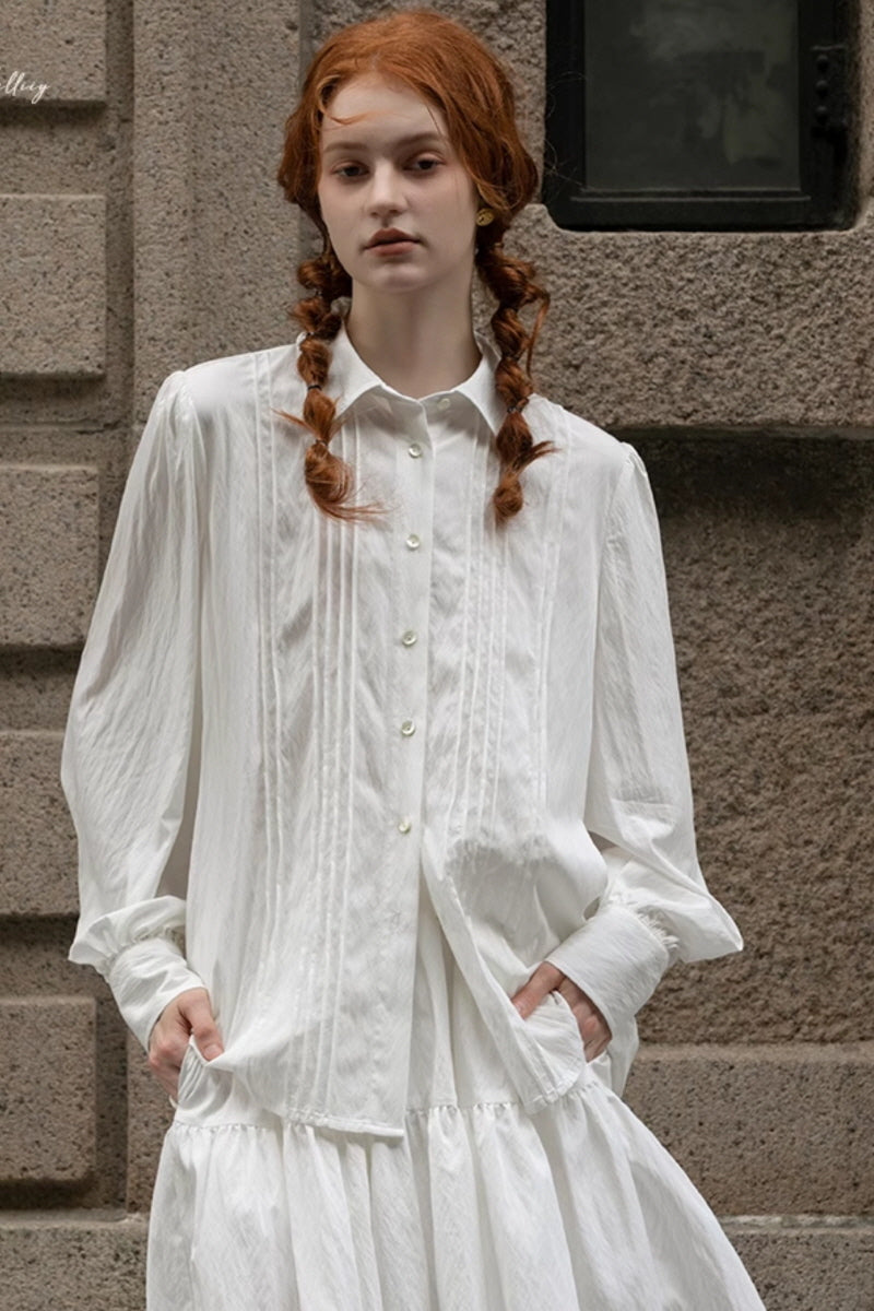 Slouchy Long Sleeve Shirt Skirt Set