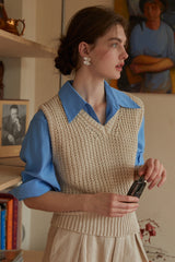 Bright Spring Blue Relaxed Lapel Long Shirt