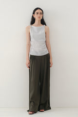 Pleated Collar Sleeveless Vest