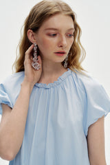 Round Neck Puff Sleeve Loose Dress