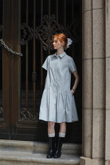 Deconstructed Short-Sleeved Shirt Dress