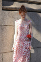 Square Neck Checkered Slip Dress