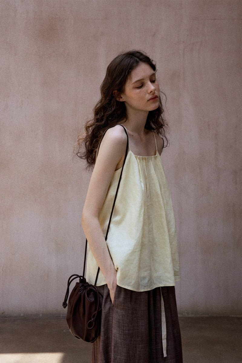 Pleated Suspender Backless Top